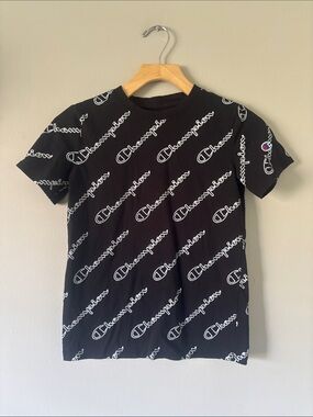 Champion All-Over Logo Black T‑Shirt